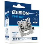 EDISION Anten soketi Universal TVE-101, Enddose Stich TV-R sıva altı 2 delikli, karasal DVB-T/T2, kablo DVB-C, radyo, FM, DAB+, 2 çıkış