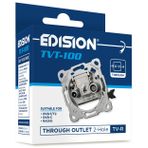EDISION Anten soketi Universal TVT-100, geçiş soketi TV-R sıva altı 2 delikli, karasal DVB-T/T2, kablo DVB-C, radyo, FM, DAB+, 2 çıkış