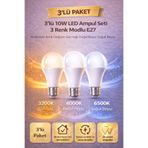 Edison 3 Adet 3 Renk Modlu 10W LED Ampul E27 Duy – Anahtarla Renk Değişen 3 Işık Tek Ampul