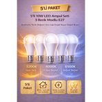 Edison 5 Adet 3 Renk Modlu 10W LED Ampul E27 Duy – Anahtarla Renk Değişen 3 Işık Tek Ampul