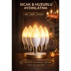 Edison 5 Adet 8W LED Ampul E14 Duy 3200K Gün Işığı Buji Mum Tipi Tasarruflu İnce Duy Avize Ampulü