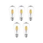 EDİSON 5 Adet St64 4w 6500k Beyaz Led Rustik 5'li Eko Paket Dekoratif Ampul Vintage Aydınatma