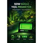 Edison 50W LED Projektör Yeşil Işık IP66 Su Geçirmez Dış Mekan Bahçe Garaj Güçlü Aydınlatma Spot