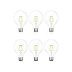 EDİSON G95 6 Watt 6 Adet E27 Şeffaf Cam Beyaz Işık (6500k) Led Fılament Rustik Ampul