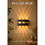 Edison Gold Detaylı Pilli LED Aplik Kablosuz Modern Dekoratif Duvar Lambası Çift Yönlü Aydınlatma