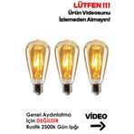 EDİSON Rustik Led Ampul 3'lü Eko Paket Dekoratif Vintage Aydınlatma Amber Rengi St64 Tasarruflu Ampül