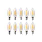 Edison Rustik Led Ampul 4w E14 Ince Duy Dimmerli Gün Işığı 3200k Düz Mum Ampul 10 Adet