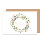 Edition Seidel Kraft kağıdından zarflı birinci sınıf düğün tebrik kartı. Düğün kartı tebrik kartı evlilik Just Married Wedding okaliptüs çiçek çelengi (H486 SW024)