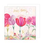 Edition Seidel Zarflı birinci sınıf kare doğum günü kartı. Tebrik kartı Happy Birthday Kütük Kartı Çocuk Erkek Kız Kale Çiçekler Peri Masalı (GQ320 SW024)