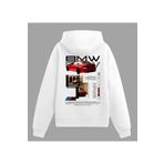 Edizen BMW M2 Hoodie Unisex Oversize %100 Pamuk Beyaz Kapüşonlu Sweatshirt