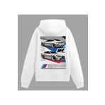 Edizen BMW M4 Hoodie Unisex Oversize %100 Pamuk Beyaz Kapüşonlu Sweatshirt