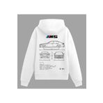 Edizen Bmw M5 Hoodie Unisex Oversize %100 Pamuk Beyaz Kapüşonlu Sweatshirt