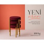 Edmonda Ev Aksesuar Cemre 3lü Puf Tabure Bench Makyaj Sandalyesi Gold Ayak - Bordo