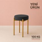 Edmonda Ev Aksesuar Cemre Tekli Puf Tabure Bench Makyaj Sandalyesi Gold Ayak - Antrasit