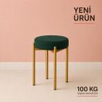 Edmonda Ev Aksesuar Cemre Tekli Puf Tabure Bench Makyaj Sandalyesi Gold Ayak - Yeşil