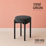 Edmonda Ev Aksesuar Cemre Tekli Puf Tabure Bench Makyaj Sandalyesi Siyah Ayak - Gri