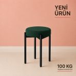 Edmonda Ev Aksesuar Cemre Tekli Puf Tabure Bench Makyaj Sandalyesi Siyah Ayak - Yeşil