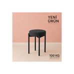 EDMONDA EV AKSESUAR CEMRE TEKLİ PUF TABURE BENCH MAKYAJ SANDALYESİ SİYAH AYAK