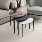Edmonda Ev Aksesuar Duru 3'lü Üçgen Ahşap Metal Zigon Sehpa Modern Tasarım 45 cm Derinlik 45 cm - CEVİZ-SİYAH-BEYAZ