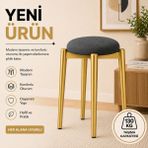 Edmonda Ev Aksesuar Zümra Tekli Puf Tabure Bench Makyaj Sandalyesi Gold Ayak - Antrasit