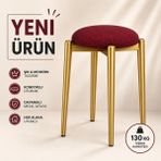 Edmonda Ev Aksesuar Zümra Tekli Puf Tabure Bench Makyaj Sandalyesi Gold Ayak - Bordo