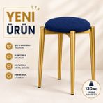 Edmonda Ev Aksesuar Zümra Tekli Puf Tabure Bench Makyaj Sandalyesi Gold Ayak - Mavi