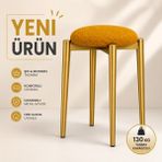 Edmonda Ev Aksesuar Zümra Tekli Puf Tabure Bench Makyaj Sandalyesi Gold Ayak - Sarı