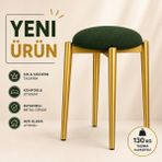 Edmonda Ev Aksesuar Zümra Tekli Puf Tabure Bench Makyaj Sandalyesi Gold Ayak - Yeşil