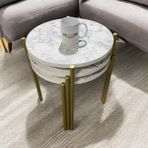 EDMONDA EVAKSESUAR ASYA ZİGON SEHPA 3LÜ SERVİS SEHPASI GOLD METAL AYAK