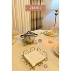 Edora Home 2’li Set Mat Gümüş Kare Peçetelik Nihale Mutfak Seti