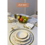 Edora Home 3’lü Set Mat Gold 6'lı Supla Kare Peçetelik Oval Köşeli Meyve Sepeti Mutfak Seti