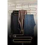 Edora Home 5'li Parlak Altın 3 Katlı Pantolon Askılığı Dolap İçi Elbise Şal Eşarp Askılık Paslanmaz Metal
