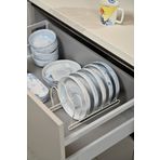 Edora Home Bej 6 Bölmeli Tava, Tabak ve Tencere Kapak Düzenleyici Raf, Çekmece Içi Organizer - Metal Paslanmaz