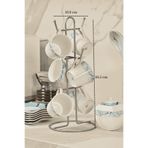 Edora Home Mat Gümüş 6 Bölmeli Bardak Askılığı Kupa Fincan Düzenleyici Tezgah Üstü Paslanmaz Metal
