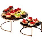Edora Home Rose Ikili Büyük Boy Metal Sunumluk / Siyah Pleksi Pasta Servis Seti - Paslanmaz
