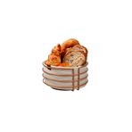 Edora Home Rose Yuvarlak Ekmek Sepeti Ekmeklik Sunum Sepeti Makrome Çok Amaçlı Paslanmaz Metal
