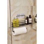 Edora Home Siyah Modern Banyo Rafı Yapışkanlı Duş Organizer Kağıt Havluluk