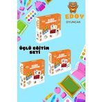 Edoy Montessori Eğitici Üçlü Oyun Seti-Rubik Matematik-Türkçe-İngilizce Bulmaca Kutu Oyunu Eğitim Seti