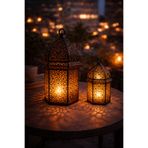 edoy Siyah Dekoratif Ramazan Feneri Mumluk 2li Set | Oriental Salon Balkon Bahçe Masa Üstü Şık Aydınlatma