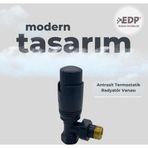 EDP 1/2 Antrasit Termostatik Radyatör Krom Vanası