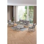 Edra Rattan Puflu Bahçe Balkon Takımı 3+1+1+camı Masa Kemik Rengi Kemik