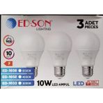 Edson Ed-Son 10W LED Ampul 3’lü Paket 900 Lümen Enerji Tasarruflu günışığı - 10 - 20 W - Beyaz