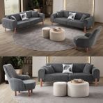 Edsy Home Armoni 3+3+1 Koltuk Takımı Antrasit Bukle Kumaş Orta Sert Oturum