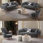 Edsy Home Armoni Modern Koltuk Takımı Antrasit 3+3+1+1 Ahşap Malzeme Orta Sert Oturum