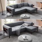 Edsy Home Drog Modern Köşe Koltuk Takımı Gri Keten Malzeme Mekanizmalı Yatak Özelliği 240x150 cm
