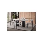 EDSY HOME Mermer Desen Oval 4 Sandalyeli Masa Takımı ( Ayaklar Plastik )