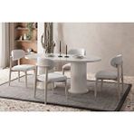 Edsy Home Mermer Desen Oval 4 Sandalyeli Masa Takımı Beyaz