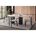 Edsy Home Mermer Desen Oval 4 Sandalyeli Masa Takımı Çok Renkli