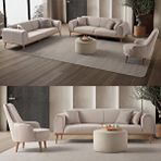 Edsy Home Rebul 3+3+1 Koltuk Takımı Sütlü Kahve