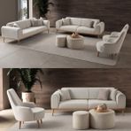 Edsy Home Rebull 3+3+1+1 Koltuk Takımı Krem Renk - Bej